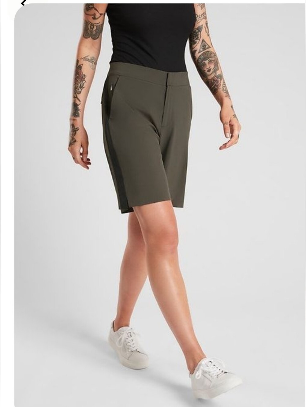 Athleta Tribeca 7" Bermuda Short Size 6 NWT Grey Black Side Stripe